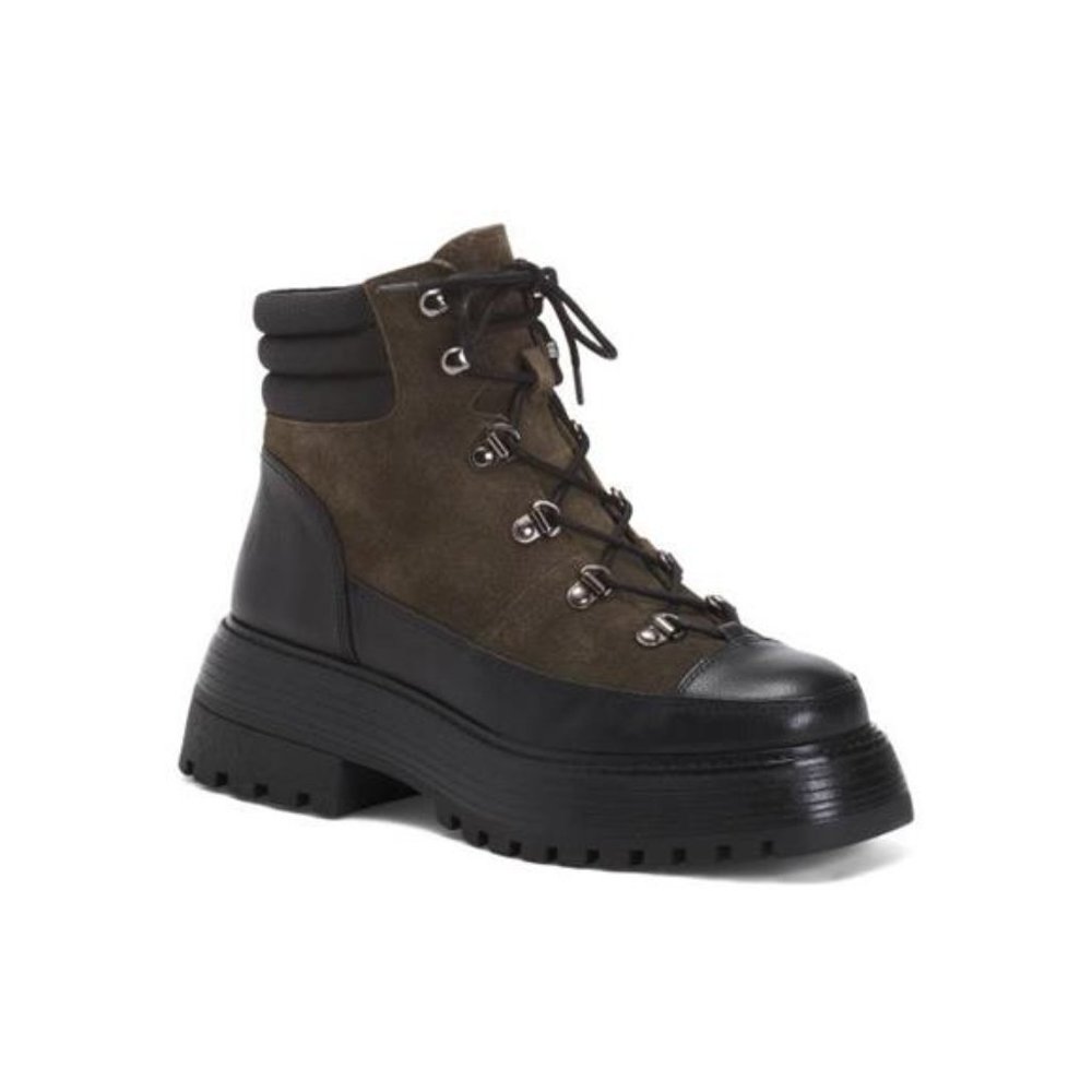 VINCE CAMUTO Suede Mertami Booties - Black/Kale - 6